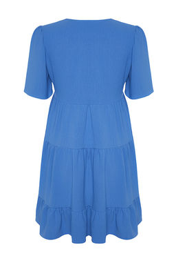 Indigo Genis Kesim V Yaka Mini Dokuma Elbise TWOSS20EL0400