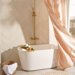 Штора для ванной «Ла Каса», с люверсами, 200×200 см, полиэстер, розовая