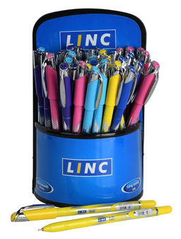Ручка шариковая Linc GLISS синяя 0,7 мм, ассорти круглый корпус, игольчатый наконечник
