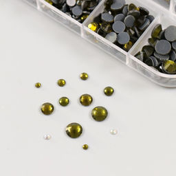 Декор для творчества стекло «Стразы усечённый конус. Оливковый», d=2-6.5 мм, набор 2600 шт.