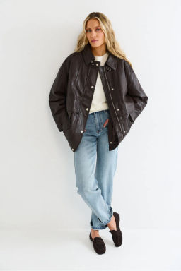 Утепленная парка из эко-кожи Brown - Erist store фото 3