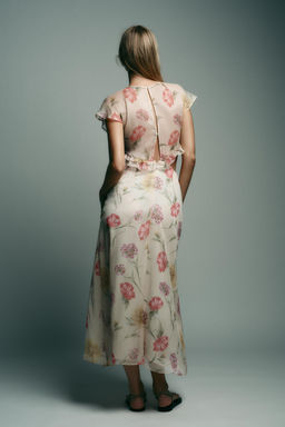 FLORAL PRINT CUT-OUT MIDI DRESS - Zara фото 16