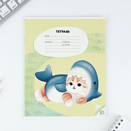 Цена за 10 шт. Тетрадь в клетку, 18 листов, А5, на скрепке, блок №1«Котя» МИКС
