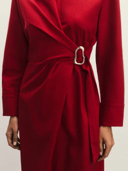 Платье из льна и хлопка с декоративной пряжкой / Zarina  фото 7