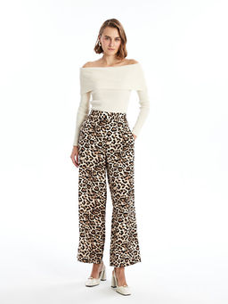 Beli Lastikli Leopar Desenli Kad?n Pantolon