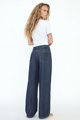 HIGH-WAIST TRF WIDE-LEG JEANS WITH CROSSOVER WAISTBAND - Zara фото 5