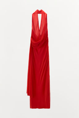 VESTIDO HALTER VISCOSA 100% ESCOTE FLUIDO / Rojo - Zara фото 10