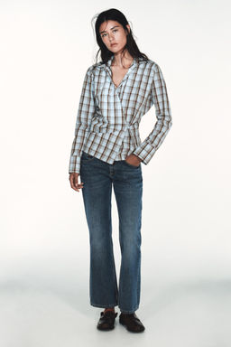 CHECK POPLIN WRAP SHIRT - Zara фото 8