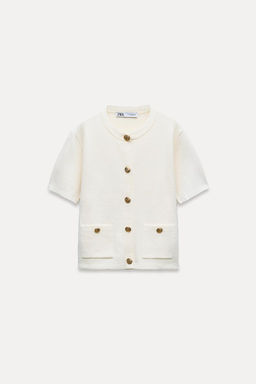 PLAIN KNIT SHORT SLEEVE CARDIGAN - Zara фото 3