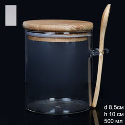 Банка с ложкой бамбуковая крышка 500 мл / LCKW2904 /уп 120/