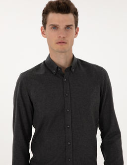 Antrasit Flanel Dokulu Slim Fit Uzun Kollu G_mlek - Pierre cardin фото 2
