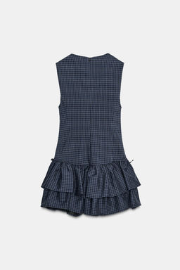 SHORT CHECKED DRESS WITH RUFFLES - Zara фото 8