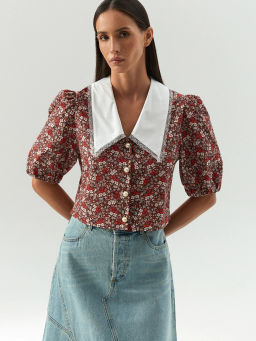 Emka / Укороченная блузка с воротником  фото 4