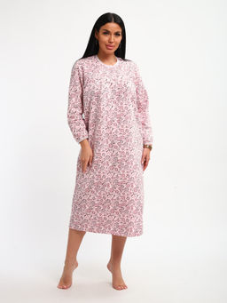 М37 Сорочка теплая футер (листья на розовом новый)