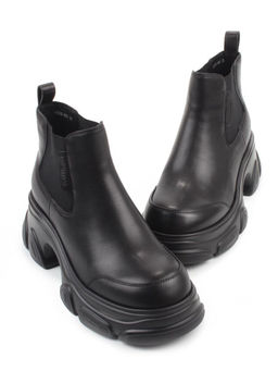 01-H23B-40A BLACK Ботинки демисезонные женские (натуральная кожа, байка)