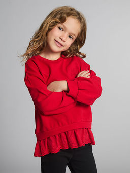 Fisto Detayl? K?z ?ocuk Sweatshirt