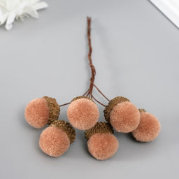 Цветы для декорирования «Жёлудь», бежевый, 1 букет= 6 веточек, d=2 см, 11 см