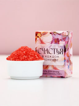 Цена за 2 шт. Соль для ванны Счастья в каждом моменте!, 100 г, аромат лаванда и ваниль - Чистое счастье фото 2
