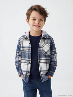 Kap??onlu Ekose Erkek ?ocuk Oduncu G?mlek