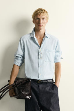 CAMISA DENIM LIGERO RAYAS / Azul claro - Zara фото 2