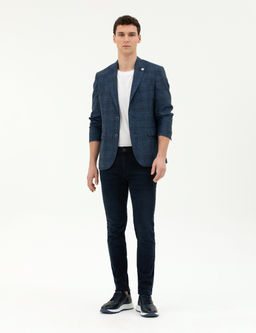 Lacivert Slim Fit Y_n Kar___ml_ Ceket