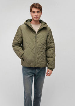 Kapusonlu Yesil Kapitone Ceket - Mavi фото 2