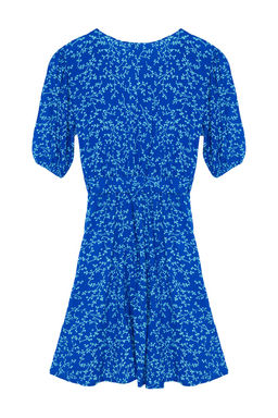 Pembe Cicekli Mini Skater Form Kruvaze Yaka Dokuma Elbise TWOSS24EL01074 - Trendyolmilla фото 14