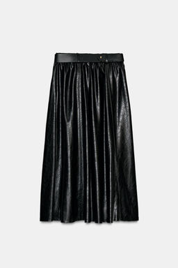 FAUX LEATHER CAPE MIDI SKIRT WITH BELT - Zara фото 7