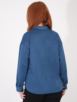 Рубашка женская больших размеров синяя - Almond фото 3