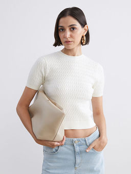 Bisiklet Yaka Kendinden Desenli Kad?n Triko Kazak