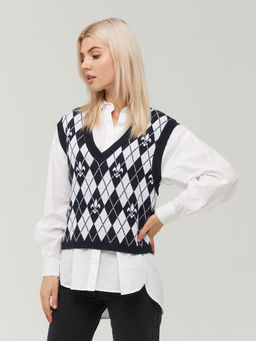 Жилет женский 7222-14072. 189/501 т.синий/белый