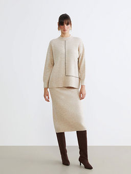 Beli Lastikli Y?rtma?l? Triko Etek