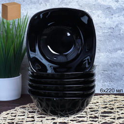 Набор квадратных салатников 6 штук 220 мл 140 мм черный / BNFW55T (Black) /12/