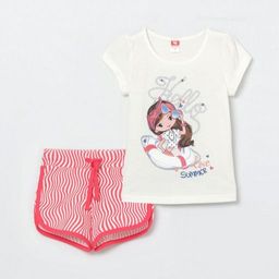 CRB wear/CSKG 90018-21-273 Комплект для девочки (футболка, шорты), экрю/Ex.Cherubino