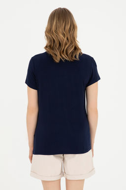 Женская темно-синяя базовая футболка - U.s. polo assn фото 5