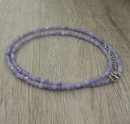 Танзанит гранёный 3мм прозрачные бусины "Соблазн", бусы длиной 48см