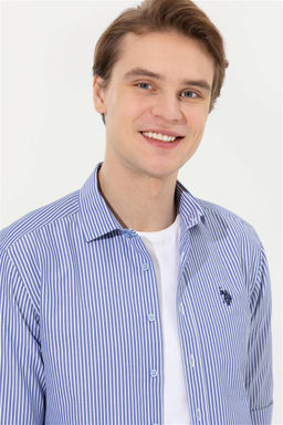 Мужская рубашка сакс в белую полоску Неожиданная скидка в корзине - U.s. polo assn фото 2