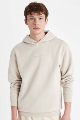 Regular Fit Kapusonlu Bask?l? Sweatshirt - Defacto фото 2