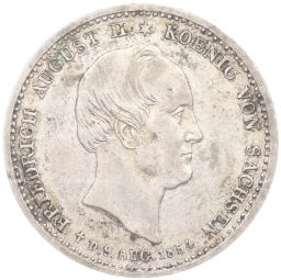 1/6 талера 1854 года Саксония Смерть Короля Фридриха Августа II