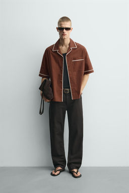 CAMISA RELAXED FIT VIVOS CONTRASTE / Teja