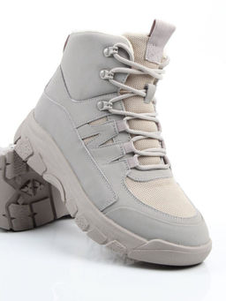 04-WB011-2M GRAY Кроссовки зимние женские (натуральная кожа, 100% шерсть)