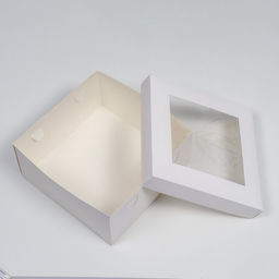 Цена за 5 шт. Коробка складная, крышка-дно, с окном, белая, 25×25×12 см