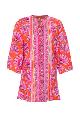 Su Alt? Desenli Dokuma %100 Pamuk Plaj Mini Elbise TBESS25EL00007