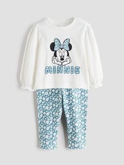 Minnie Mouse Bask?l? K?z Bebek Ti??rt ve Tayt