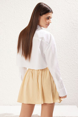 TRENDYOLMILLA Siyah Keten Gorunumlu Mini Klos Dokuma Etek TWOSS25ET00055 фото 11