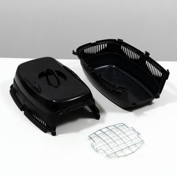 Переноска для животных до 12 кг Пижон 49х33х32см, металлическая дверь, черная  фото 9