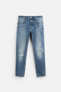 RIPPED SKINNY JEANS WITH PAINT SPLATTER - Zara фото 22