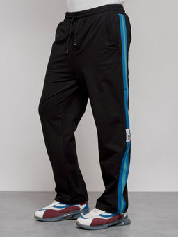 Широкие спортивные штаны трикотажные мужские черного цвета 12903Ch - Mtforce фото 15