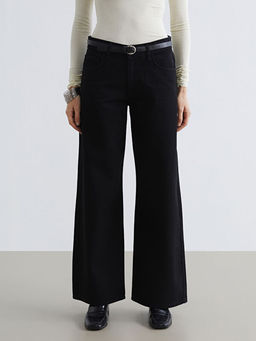 Beli Kemerli Wideleg Kad?n Jean Pantolon