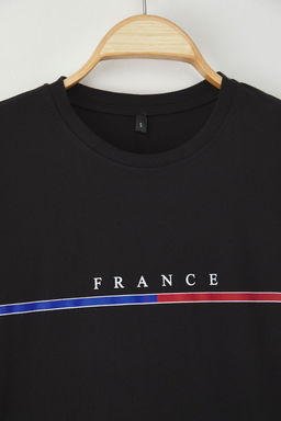 Trendyolmilla Man Siyah-Beyaz 2li Paket Regular/Normal Kesim France Bask?l? T-shirt TMNSS25TS00232  фото 4